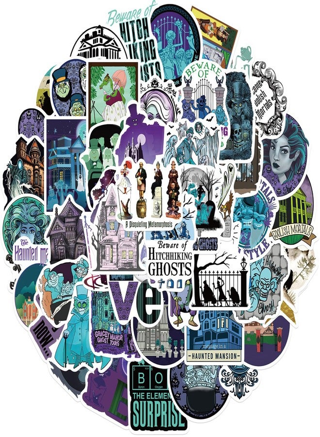 Cannity 50PCS Haunted Mansion Stickres for Kids Teens Halloween Stickers for Water Bottles Laptop Luggage Waterproof Vinyl Decals Reward Stickers (Red) - Image 1